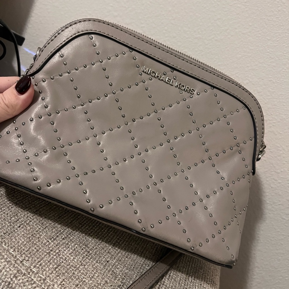 Michael Kors Gray Studded Crossbody Bag